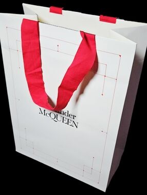 NEW Alexander McQueen XL Large White Red Shopping Bag Gift Tote Handbag Storage